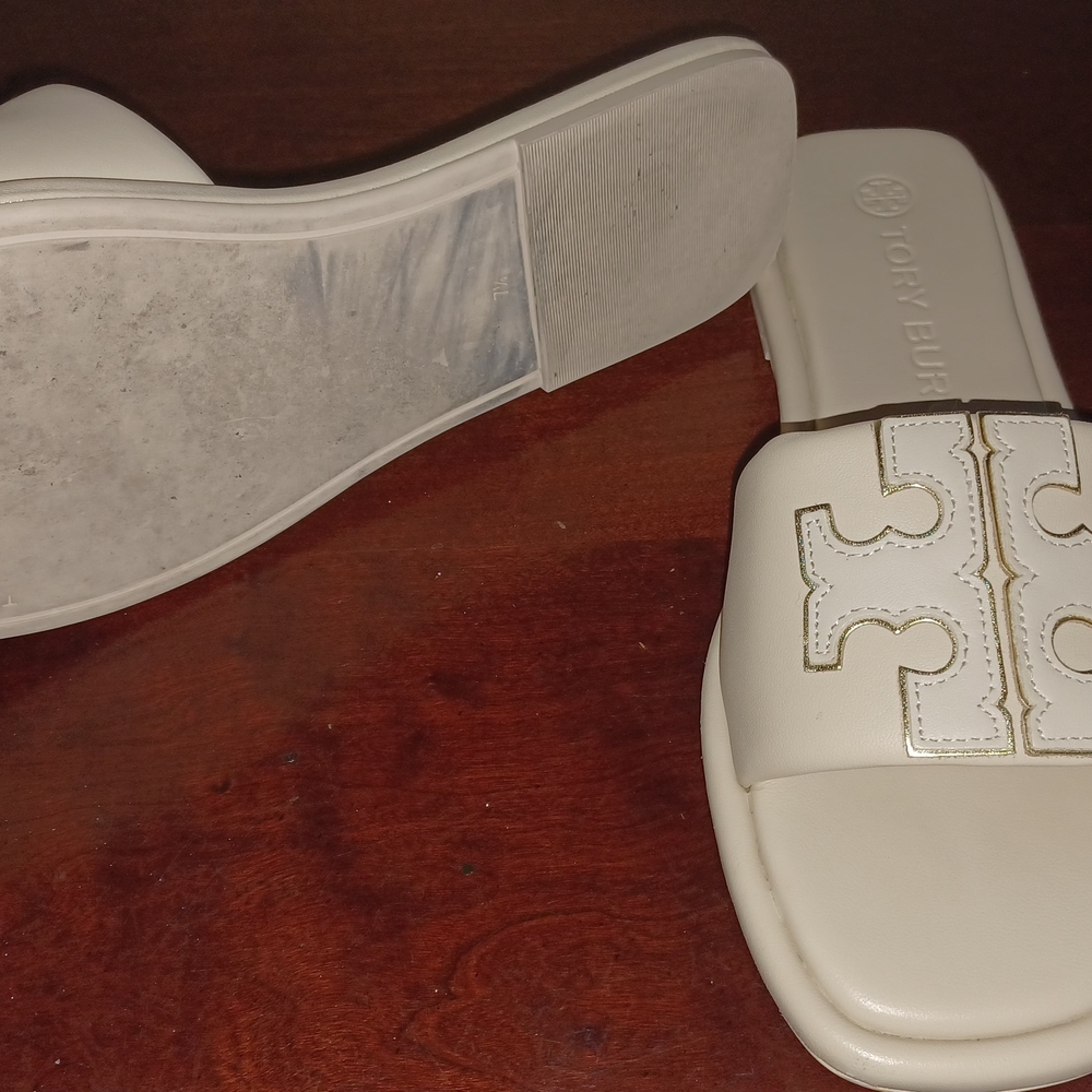 Tory Burch Cream Slide Sandals